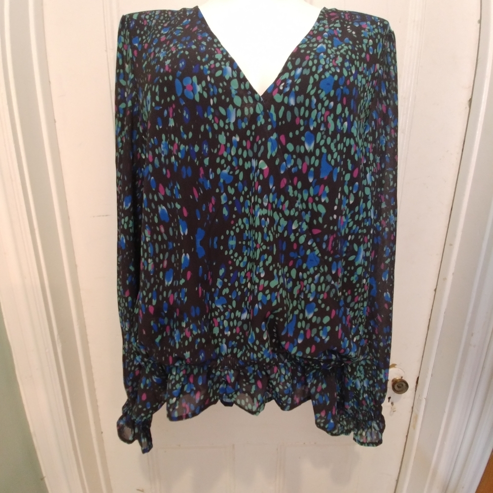 NWT Q&A Multi Patterned Lined Blouse